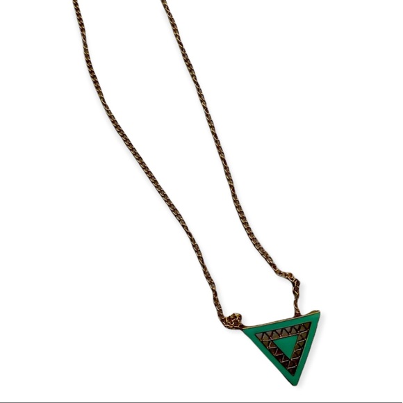 3/$10 MIX AND MATCH JEWERY BUNDLE AQUA AND GOLD TRIANGLE PENDANT NECKLACE - Picture 2 of 6